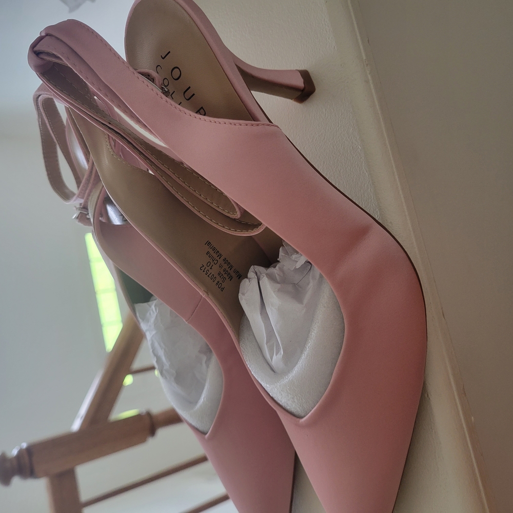 Journee Collection Pink Slingback Heels with Stiletto Design